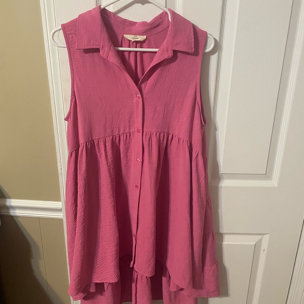 Entro Pink Sleeveless Buttoned Tunic